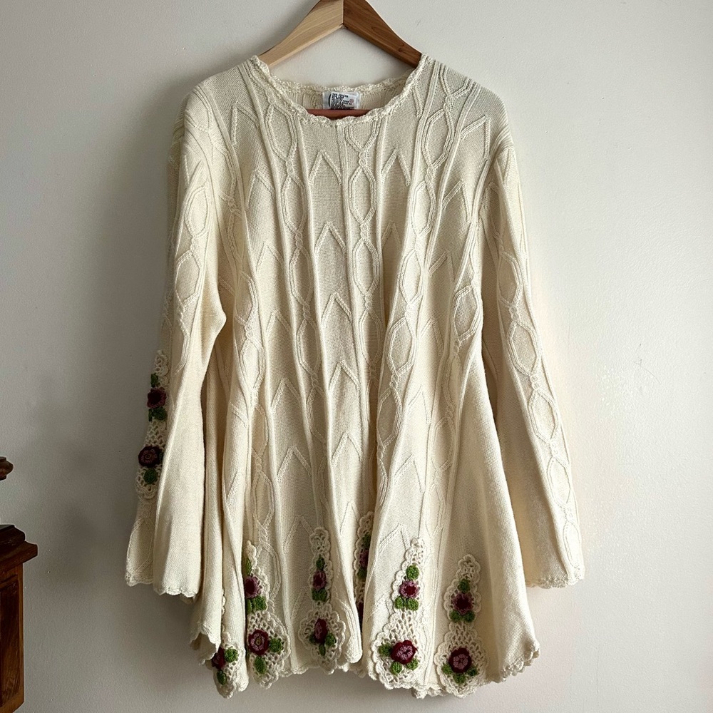 Vintage Carducci A-Line Flare Knit Crochet Sweater